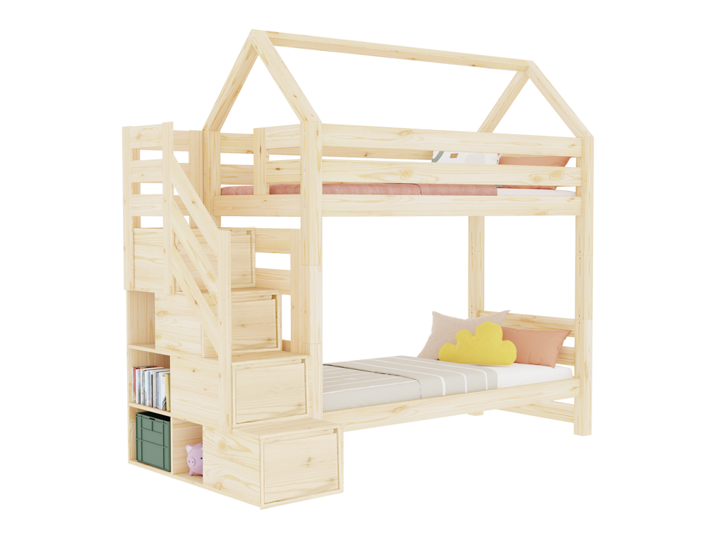 House bed Alpy bunk bed - side stairs with storage space