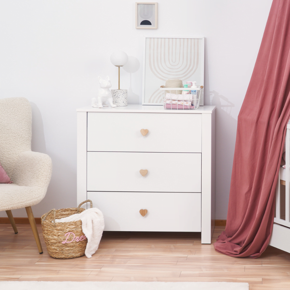 ATB LITTLE HEART commode met verschoonblad – wit (onderdeel van 2-delige set)