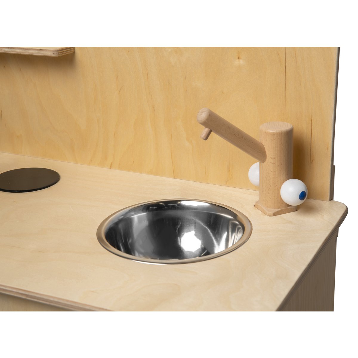 Van Dijk Toys Houten Speelkeuken naturel met wit – peuterhoogte | kinderopvang-proof