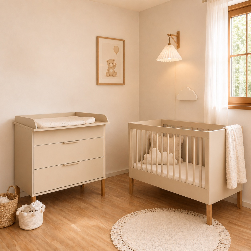 ATB ILA 120 × 60 cm ledikant with safety rail – cashmere – extra productafbeelding