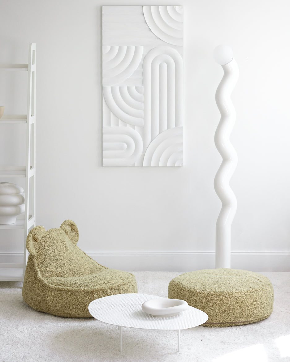 Wigiwama Matcha Ottoman - teddy fabric ottoman