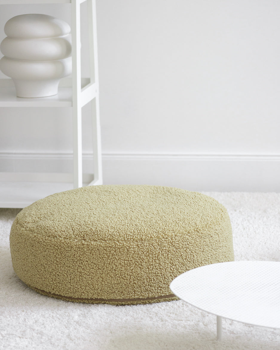 Wigiwama Matcha Ottoman - teddy fabric ottoman