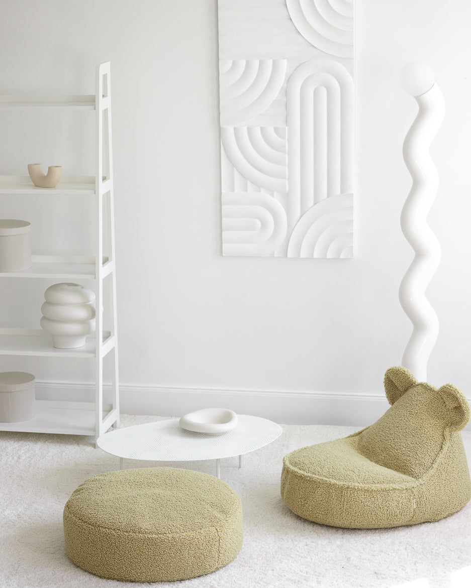 Wigiwama Matcha Ottoman - teddy fabric ottoman