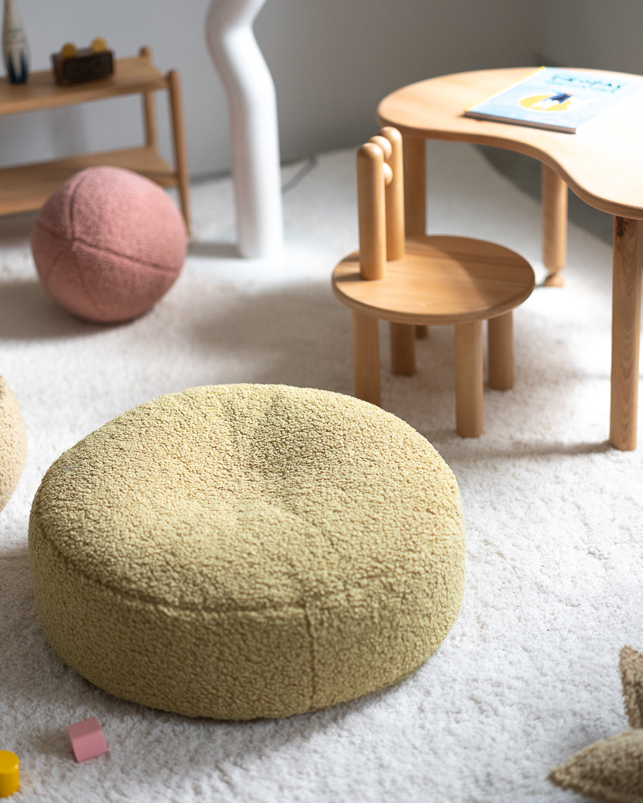 Wigiwama Matcha Ottoman - teddy fabric ottoman