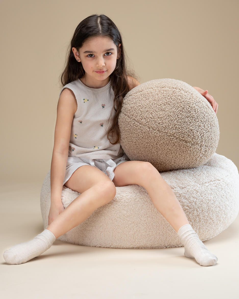 Wigiwama Cream White Ottoman - teddystof poef