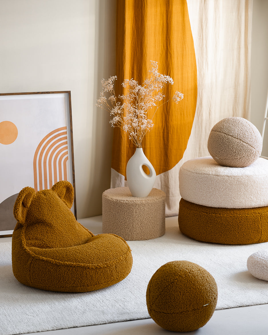 Wigiwama Cream White Ottoman - teddystof poef