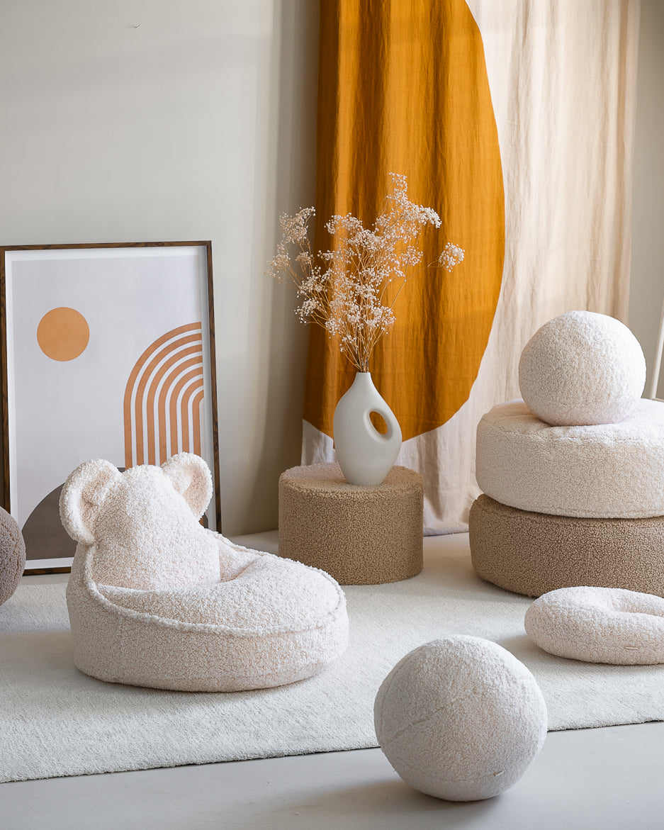 Wigiwama Cream White Ottoman - teddystof poef
