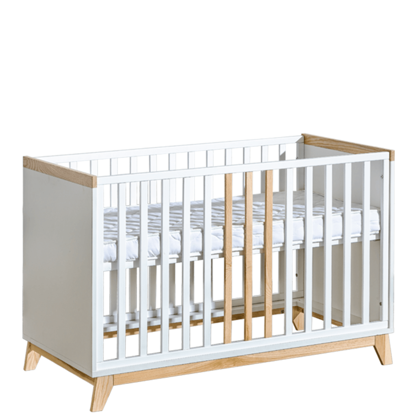 ATB NORDIK ledikant 120 × 60 cm met sofafunctie – wit/essen (onderdeel van 3-delige set)