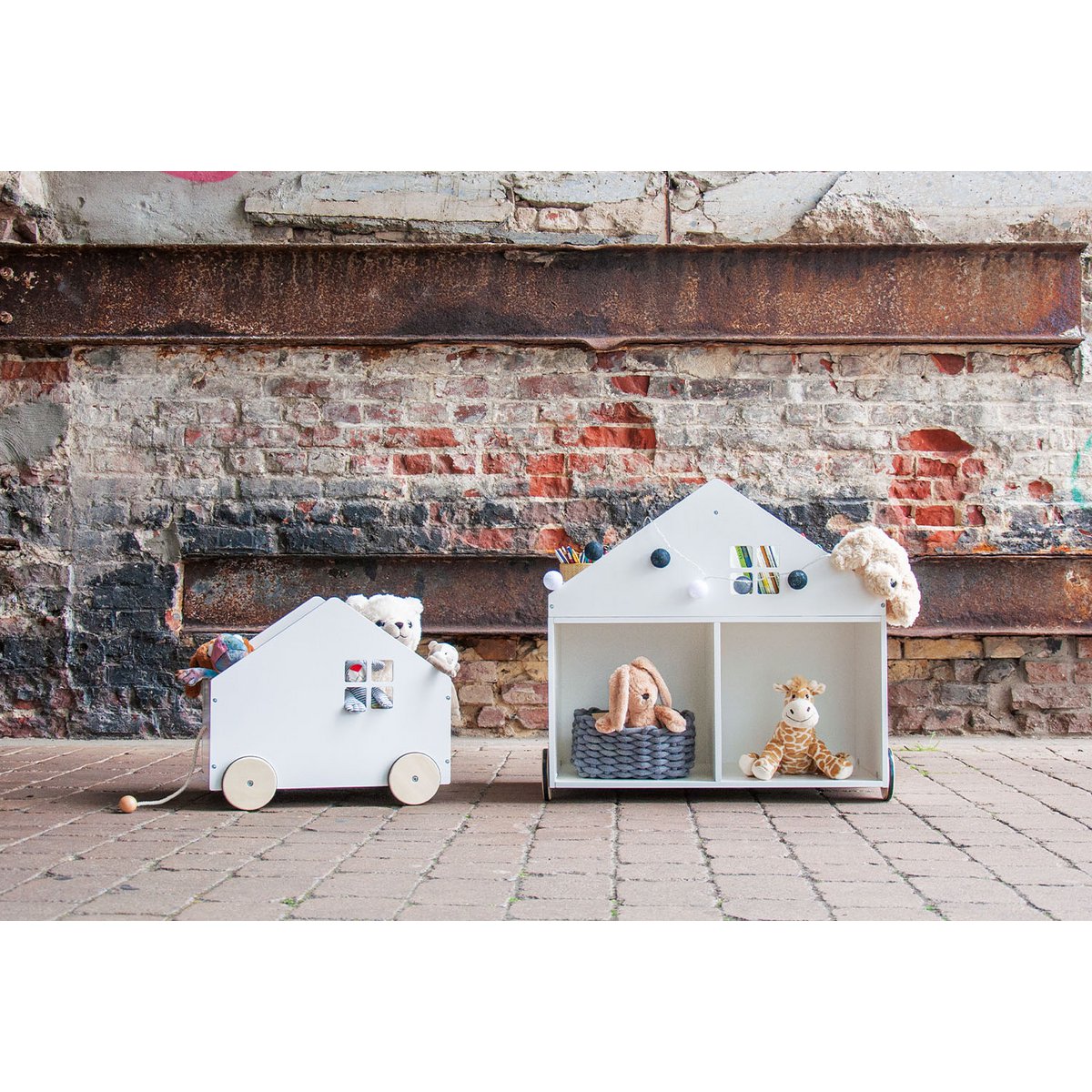 Kinderboekenkast op wielen Hus, wit