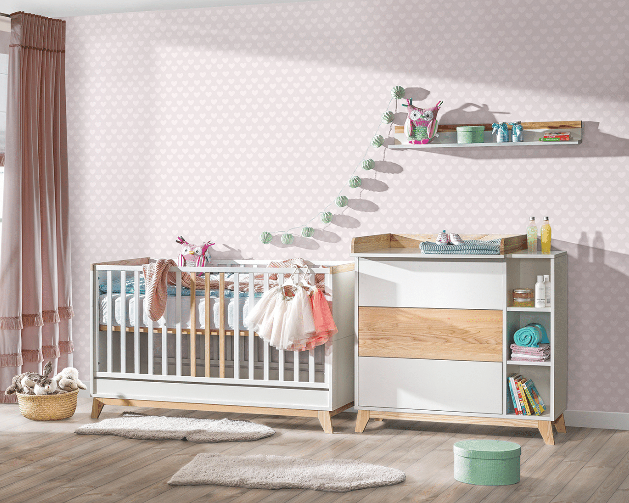 ATB NORDIK commode met verschoonblad – wit/essen – aanvullende afbeelding