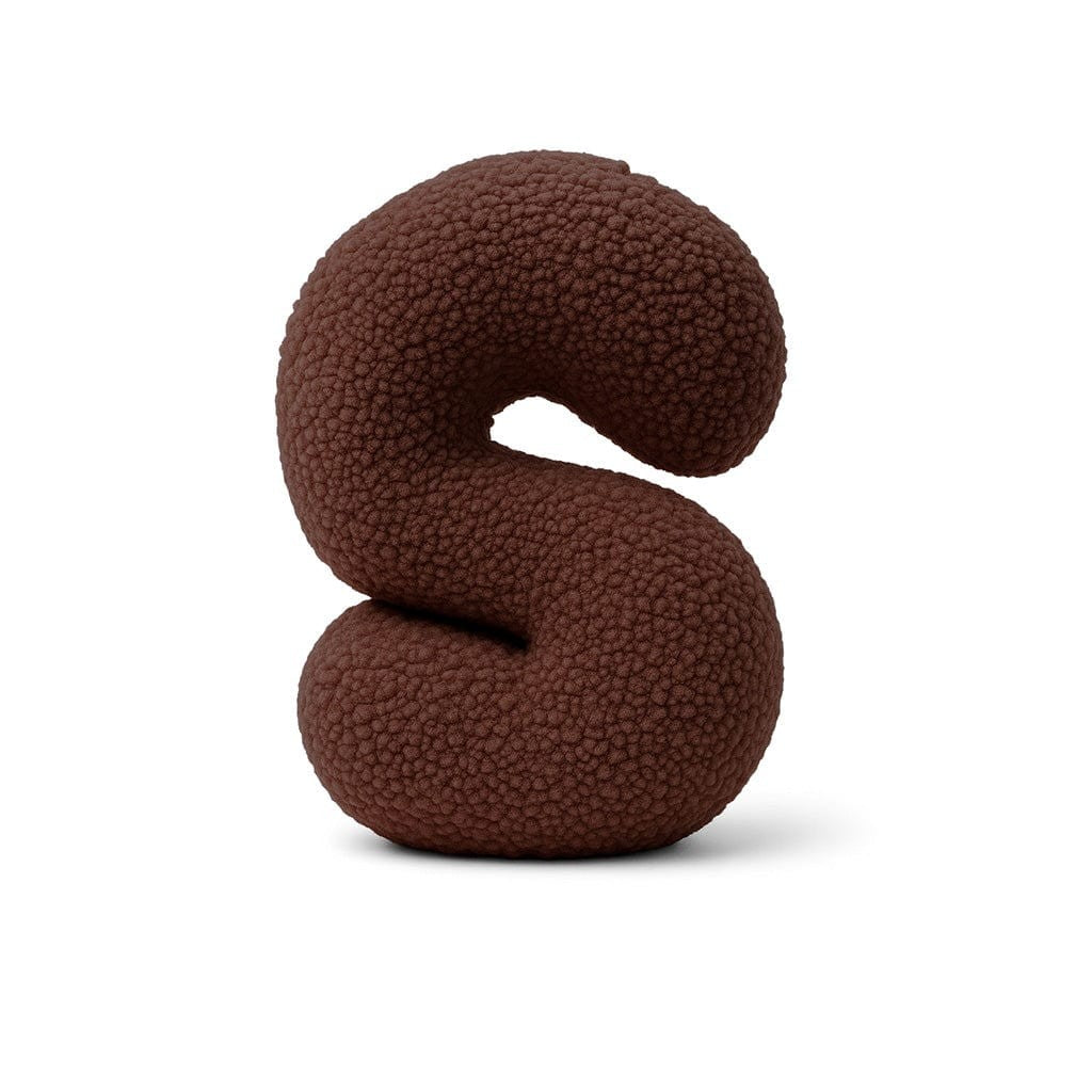 Bearly-letterkussen in de vorm van letter S, donkerbruin van MeowBaby