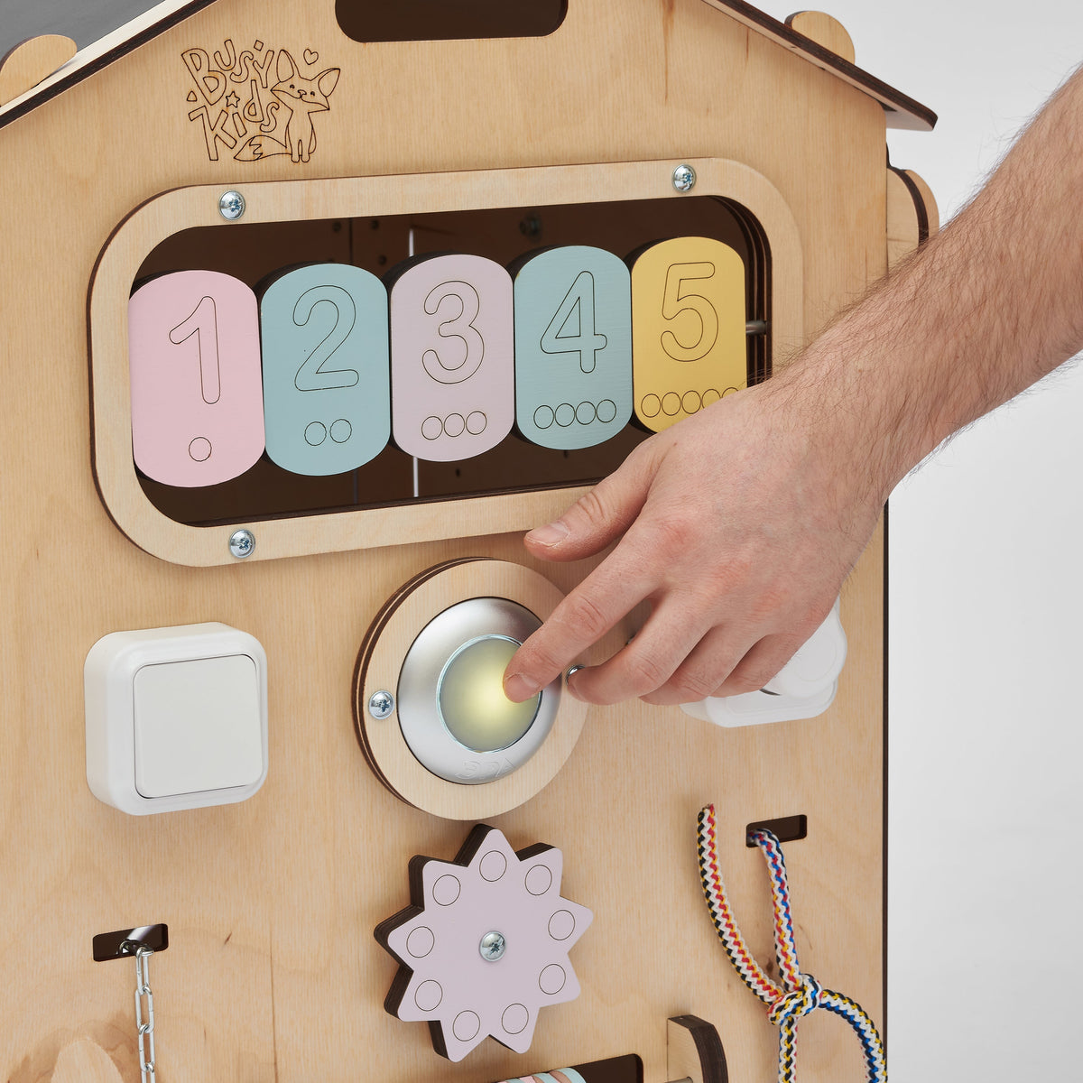 Set - BusyBoard Cottage natura/pastel and creative cube