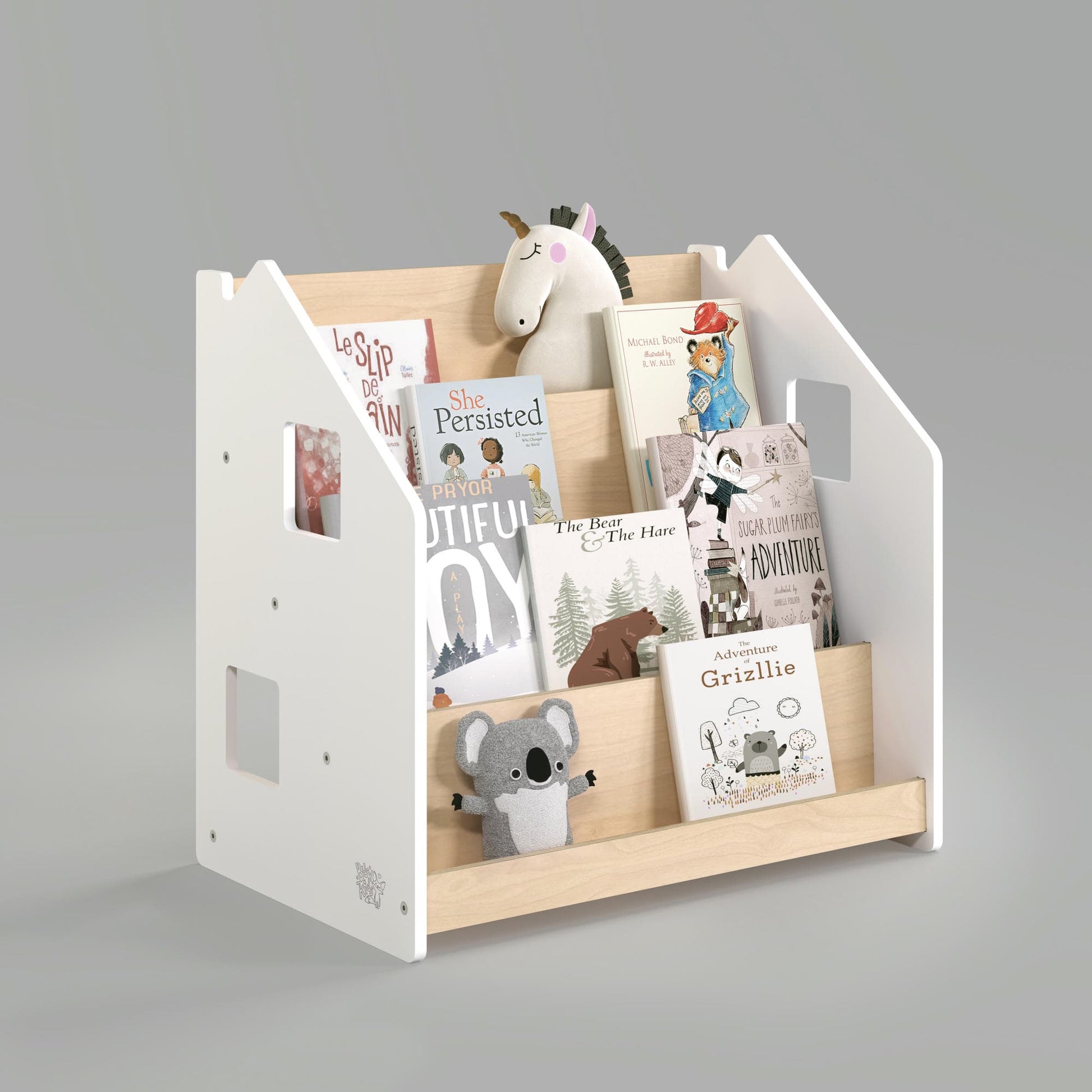 BusyKids Montessori boekenkast – wit en grijs