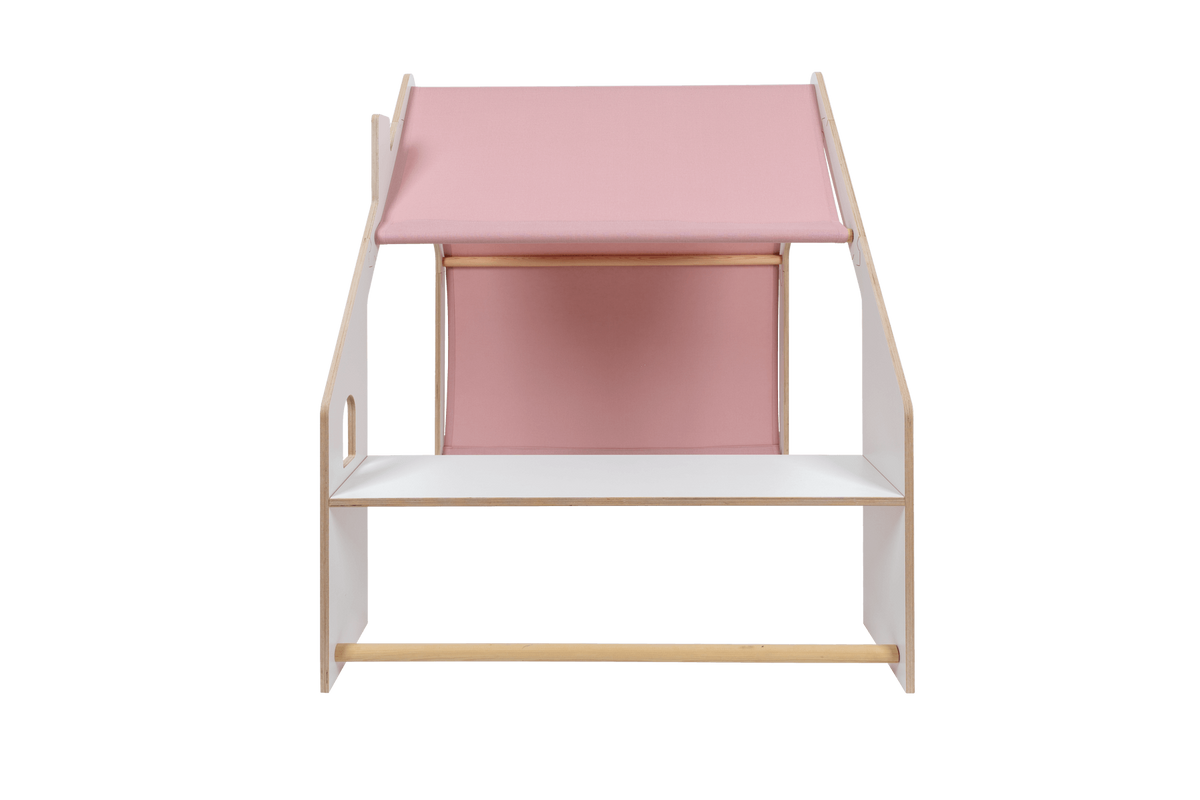 houten speelhuisje wit met roze dak voor kinderkamer