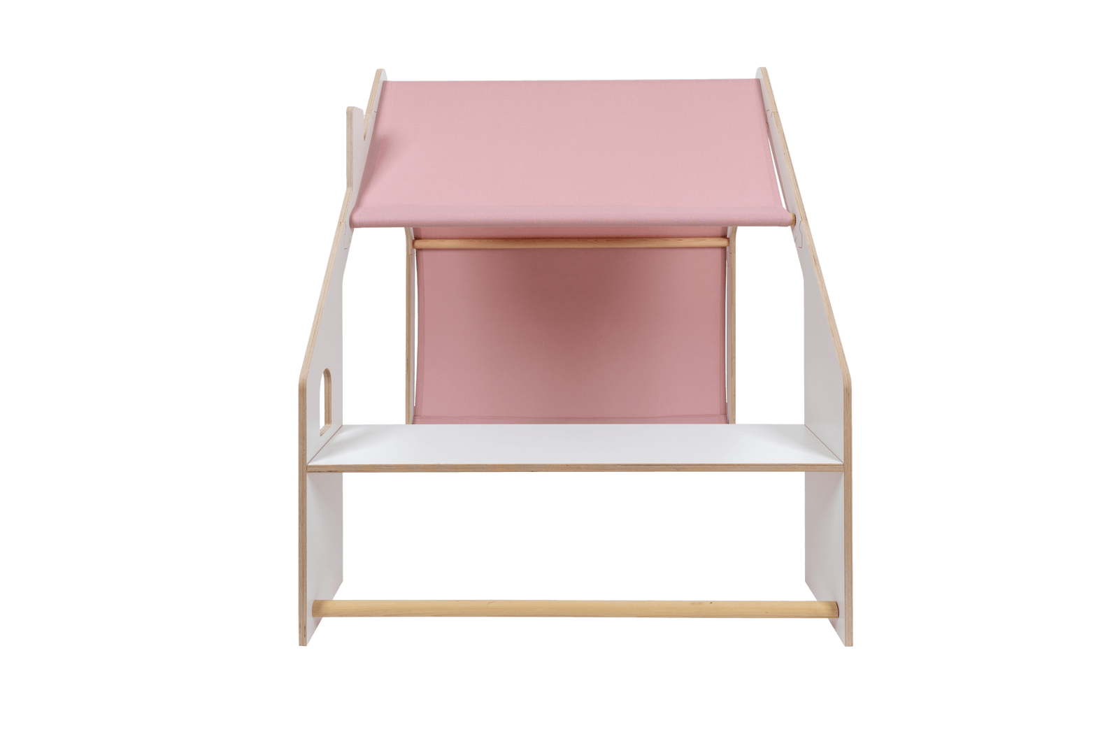 houten speelhuisje wit met roze dak voor kinderkamer