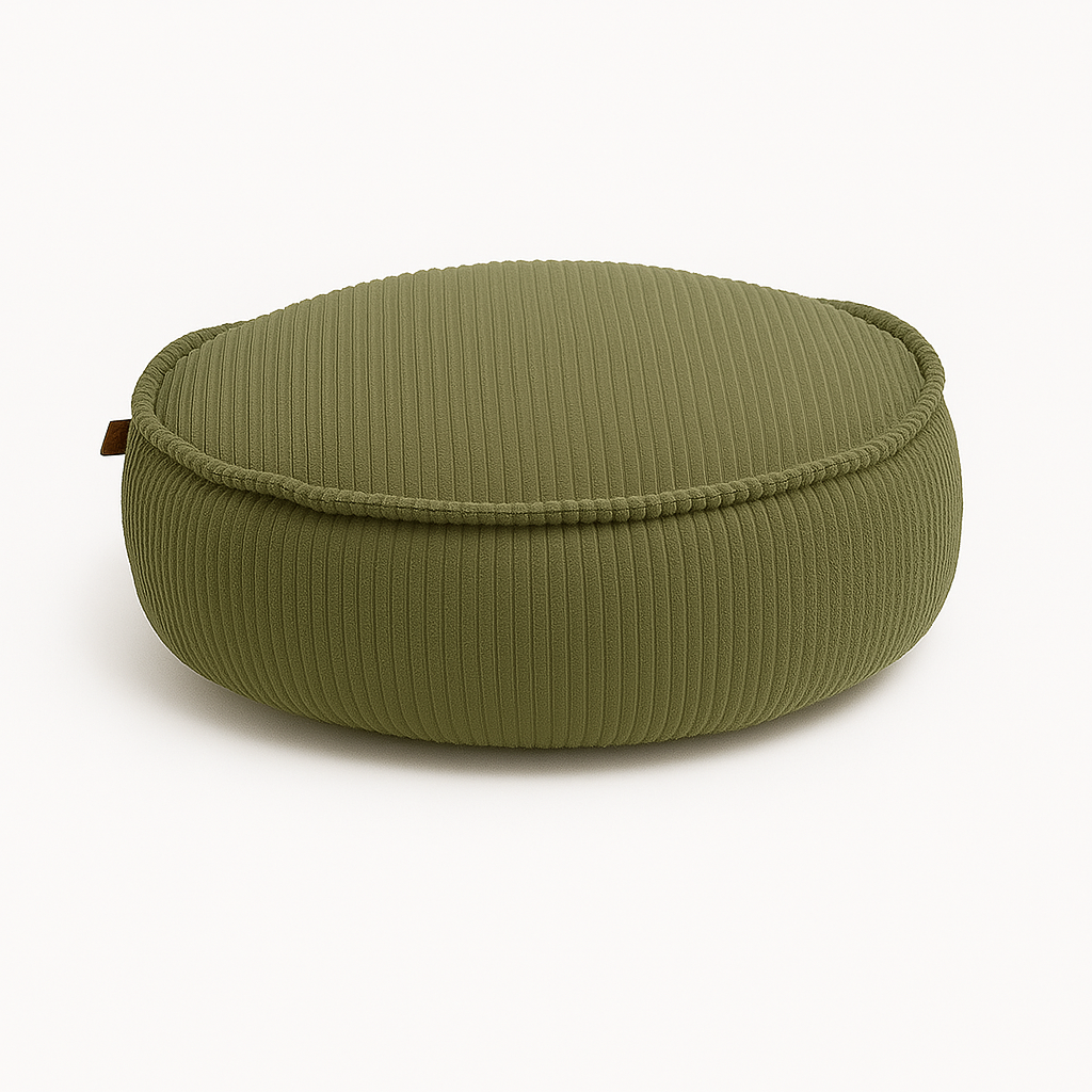 Ästhetischer runder Pouf, Khaki