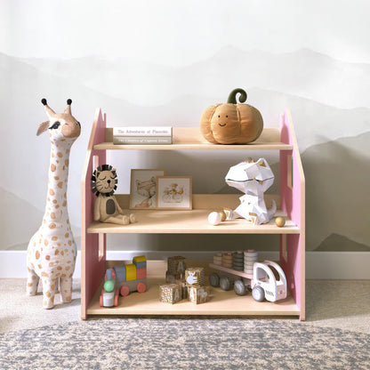 BusyKids boekenkast en speelgoedrek set – zachtblauw/roze