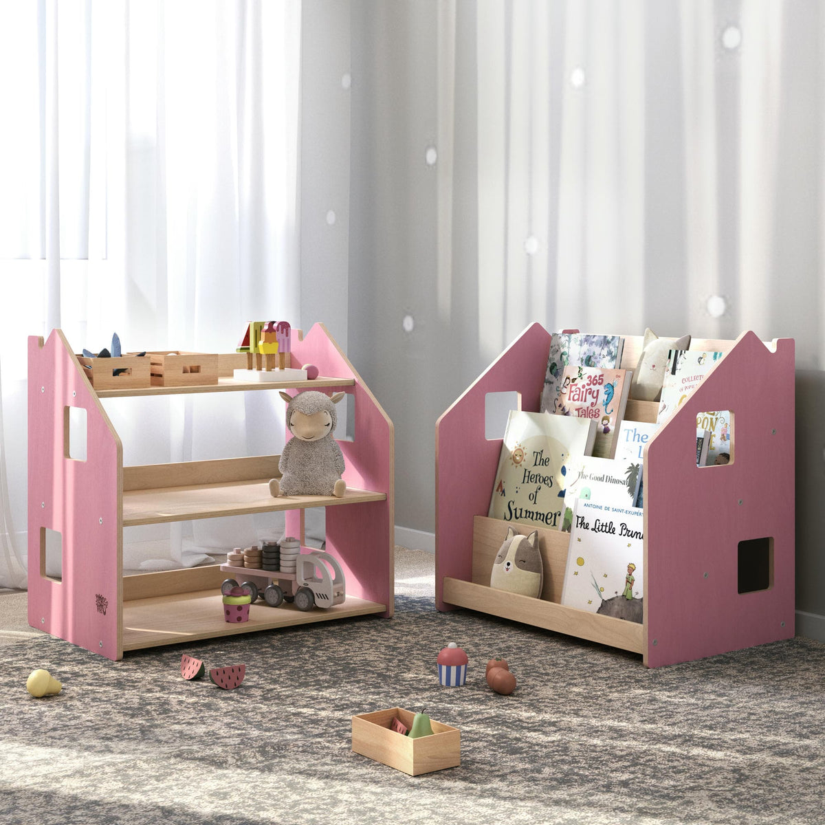 BusyKids speelgoedrek – zachtblauw/roze