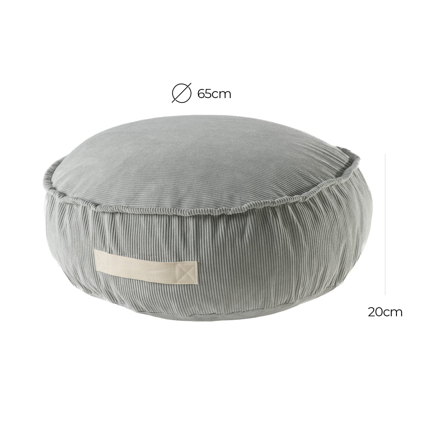 Slimcord runder Pouf, Grau