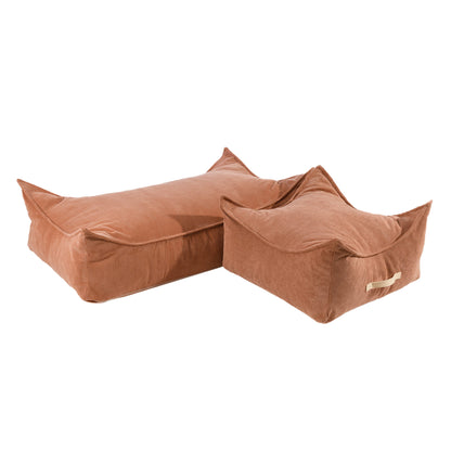 Slimcord Quadratischer Puff, Ziegelrot