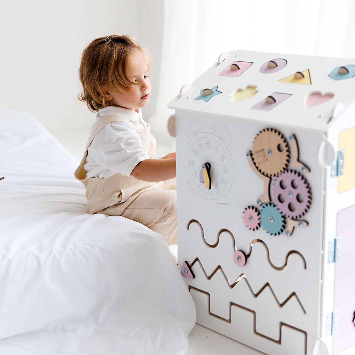BusyBoard Sensory Play House White/Pastel - Limited Edition