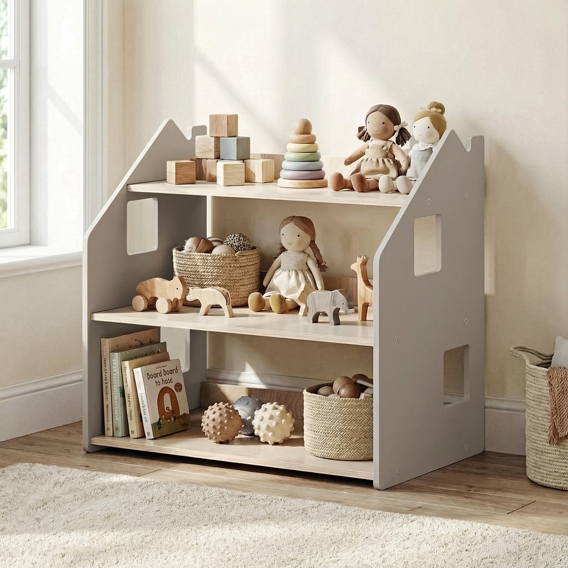 BusyKids speelgoedrek – wit en grijs