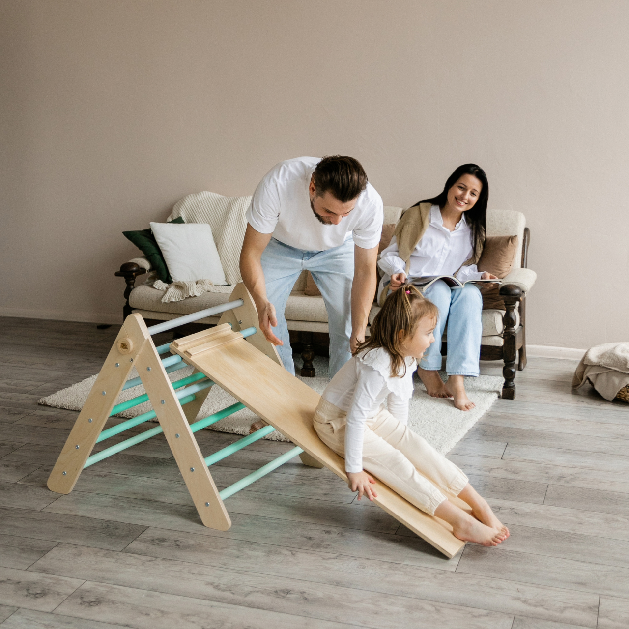 Pikler Triangle and double-sided board set - Bright