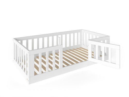 YappyCasa vloerbed met deurtje in wit, 160x80 cm