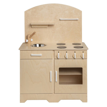 Van Dijk Toys houten speelgoed keuken / keukentje - Naturel met wit (Kinderopvang kwaliteit)
