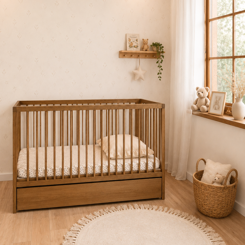 ATB DODI ledikant 120 × 60 cm met lade – eikenhout