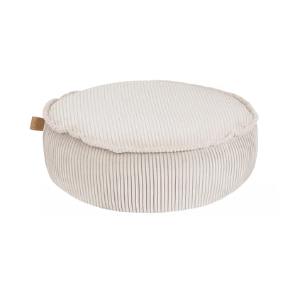 Ästhetischer runder Pouf, Ecru