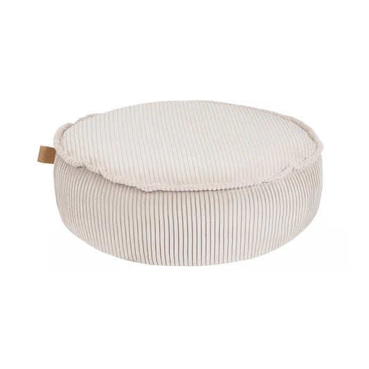 Ästhetischer runder Pouf, Ecru