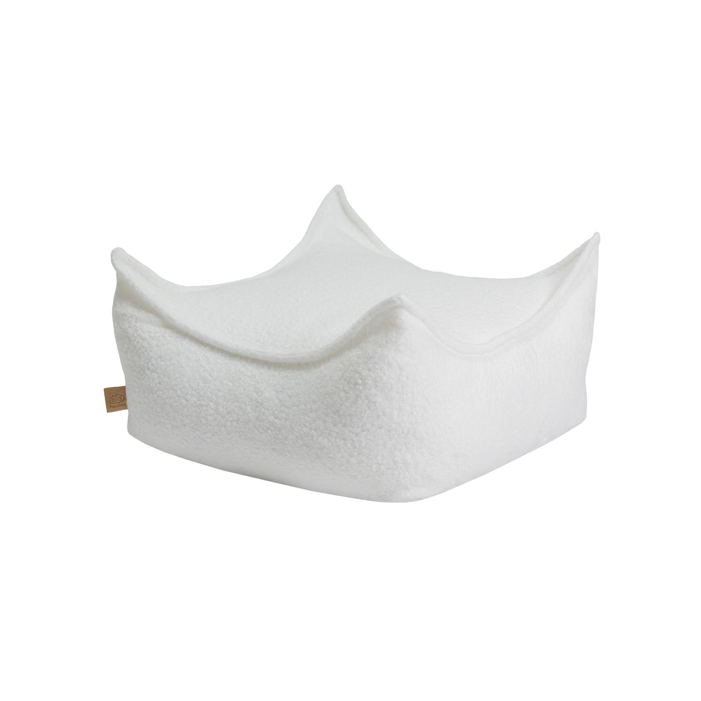 Bouclé Square Puff, Weiß