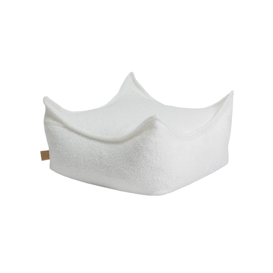 Bouclé Square Puff, Weiß