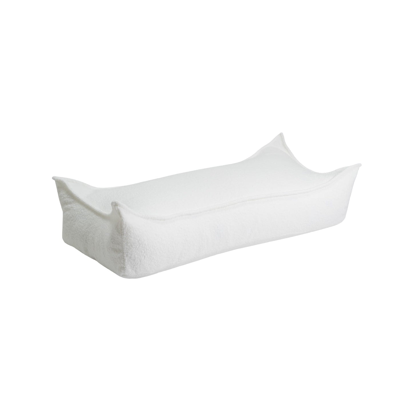 Bouclé-Rechteckpouf, Weiß