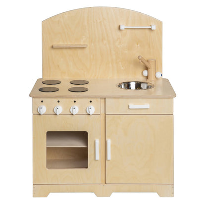 Van Dijk Toys Houten Speelkeuken naturel met wit – peuterhoogte | kinderopvang-proof