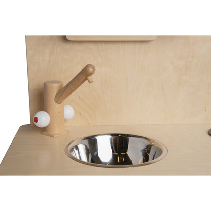 Van Dijk Toys houten speelgoed keuken / keukentje - Naturel met wit (Kinderopvang kwaliteit)