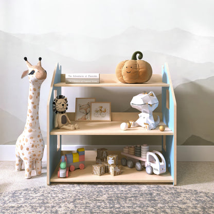 BusyKids boekenkast en speelgoedrek set – zachtblauw/roze