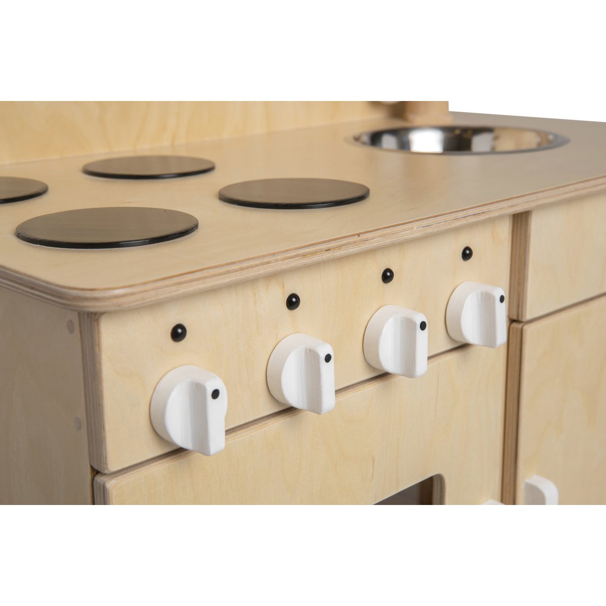 Van Dijk Toys Houten Speelkeuken naturel met wit – peuterhoogte | kinderopvang-proof