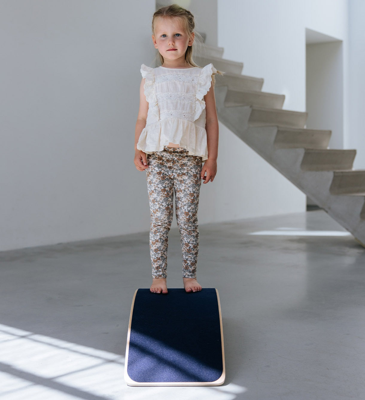 Balance board - hout - met blauw vilt
