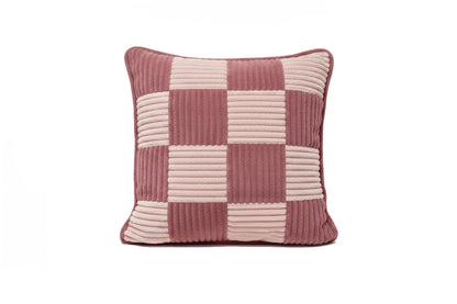 Shappy Check Cushion Rose Candy – geruit ribfluweel kussen
