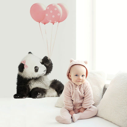 Panda Pink Balloons Wallsticker