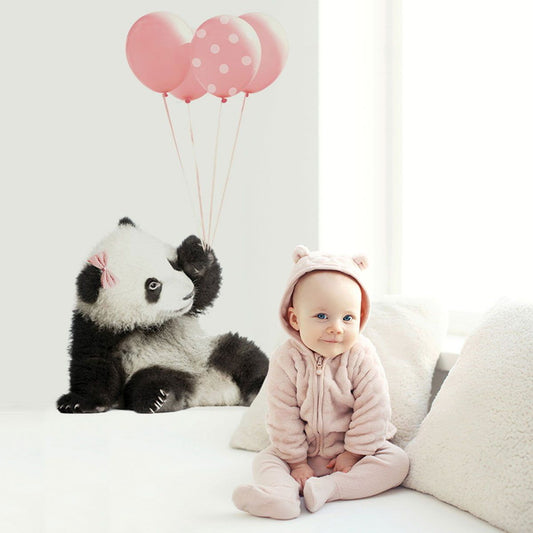 Panda Pink Balloons Wallsticker