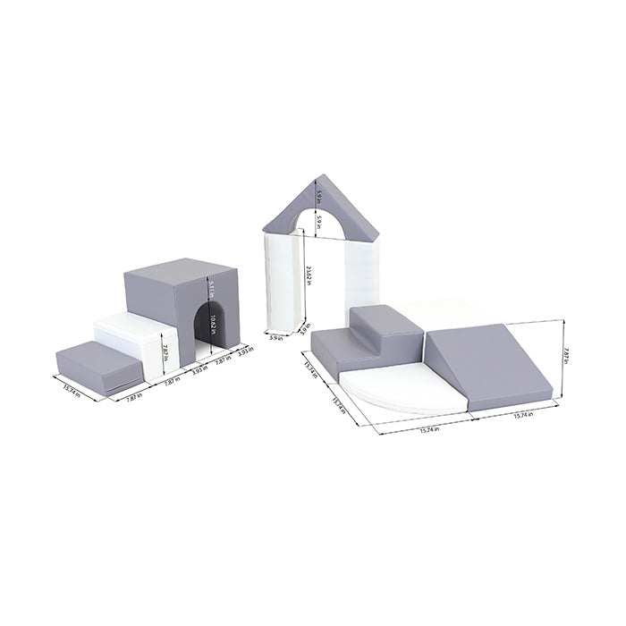 A white and grey IGLU castle set measurements