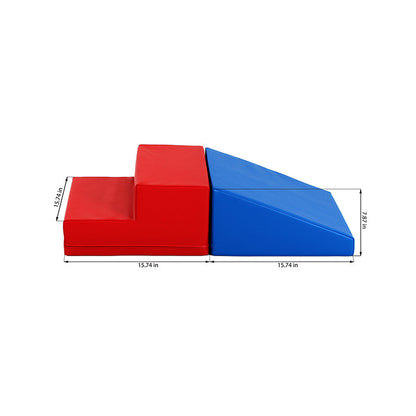A Soft Play Step and Slide Set - Mini Fun Slider by IGLU Soft Play with two foam blocks designed for smaller spaces.
