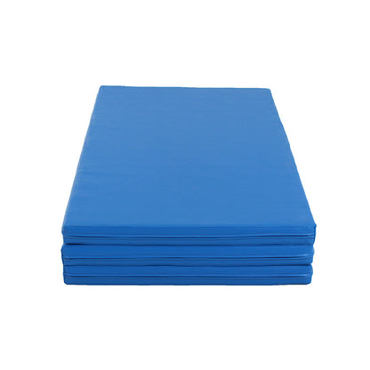 A blue 3-fold mattress set