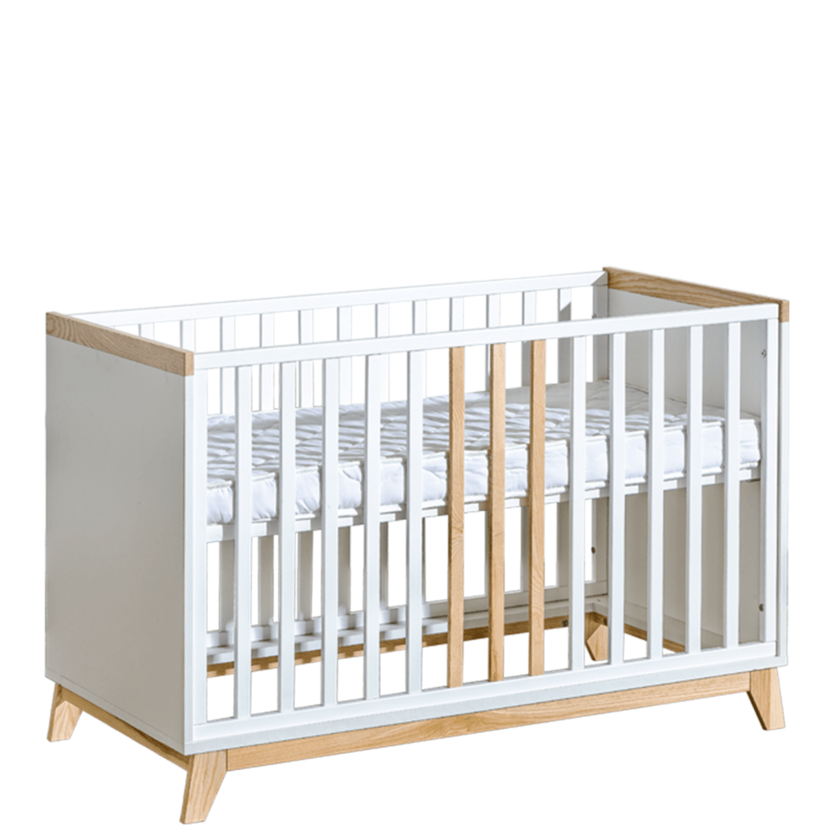 ATB NORDIK ledikant 120 × 60 cm met sofafunctie – wit/essen