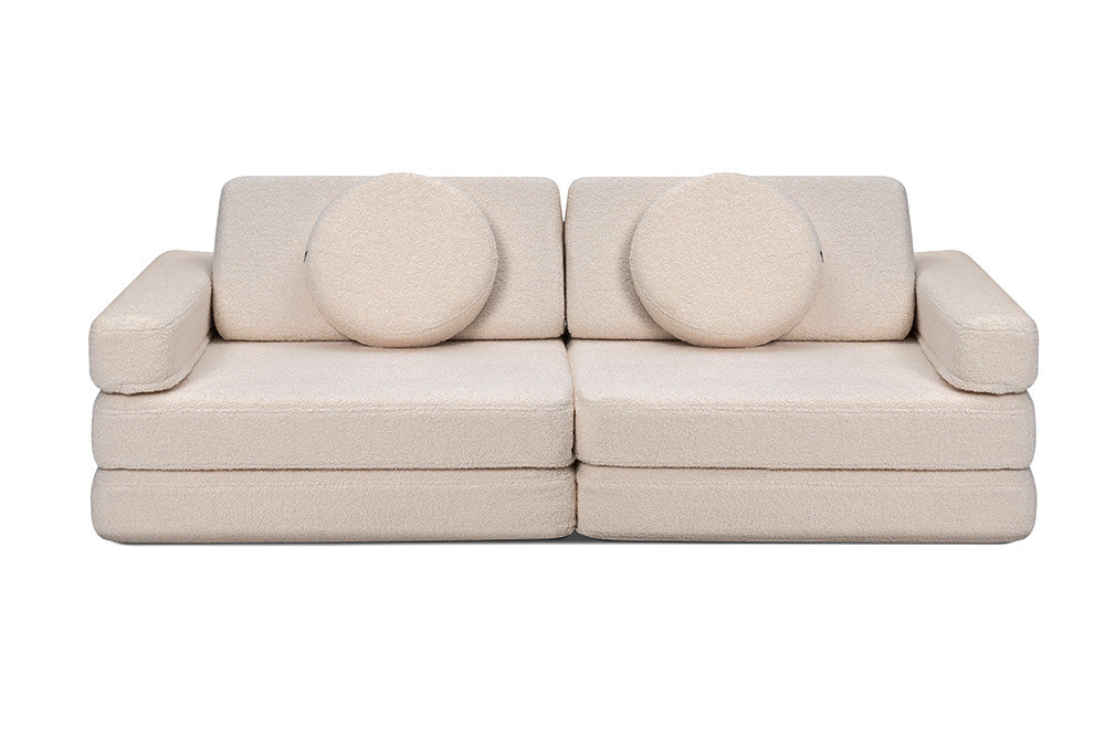 Shappy hoezenset Teddy Bunny Beige – vooraanzicht van de bank