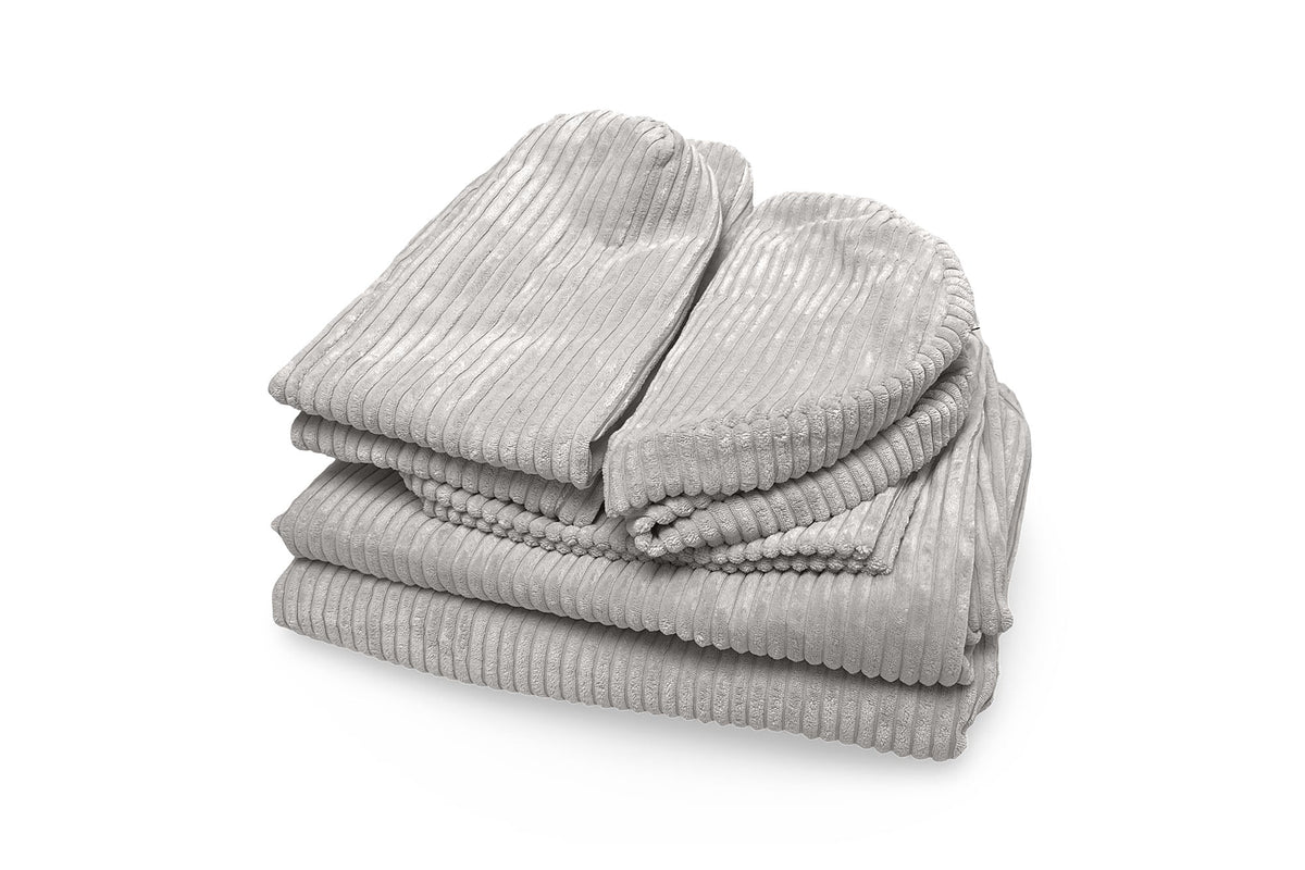 Shappy hoezenset Pure Corduroy in Pebble – grijs ribfluweel