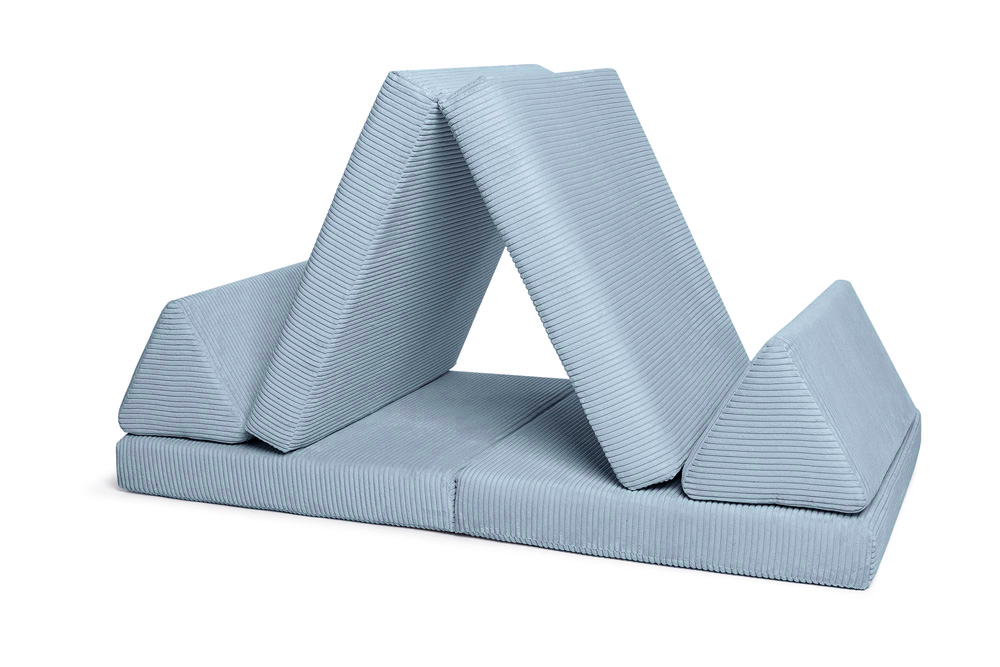 Shappy Speelbank Pure Corduroy in Sky Sugar – opgebouwd als tipi